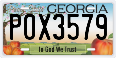 GA license plate POX3579