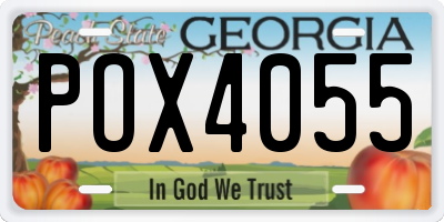 GA license plate POX4055