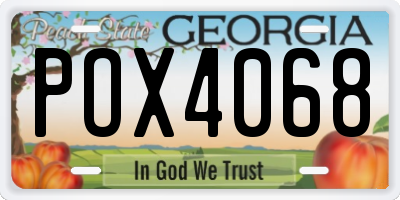 GA license plate POX4068