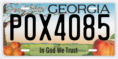 GA license plate POX4085