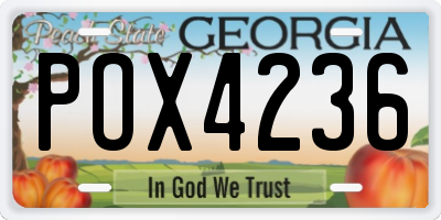 GA license plate POX4236