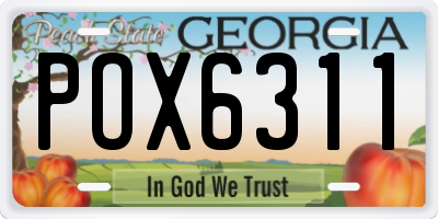 GA license plate POX6311