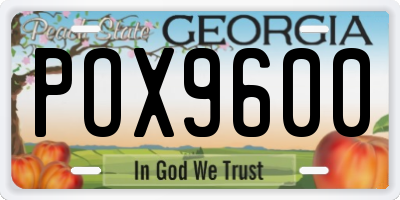 GA license plate POX9600