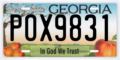 GA license plate POX9831