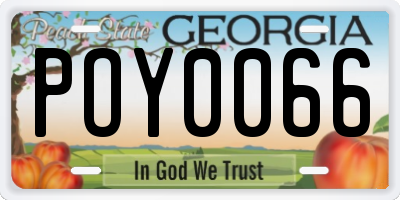 GA license plate POY0066