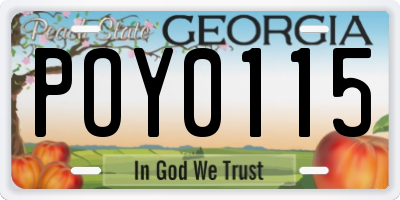 GA license plate POY0115