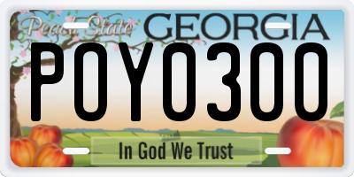 GA license plate POY0300
