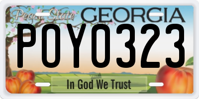 GA license plate POY0323