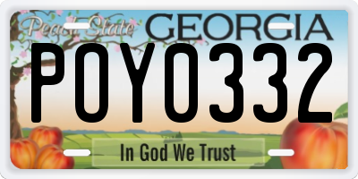 GA license plate POY0332