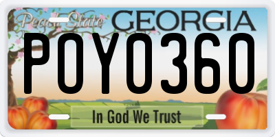 GA license plate POY0360