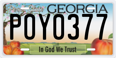 GA license plate POY0377