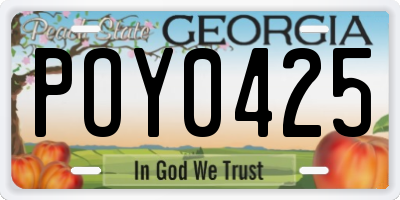 GA license plate POY0425