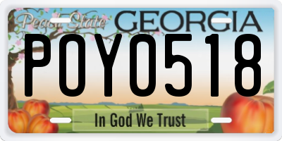 GA license plate POY0518