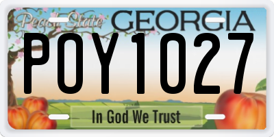 GA license plate POY1027