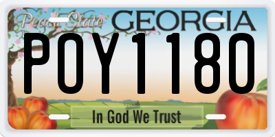 GA license plate POY1180