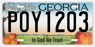GA license plate POY1203