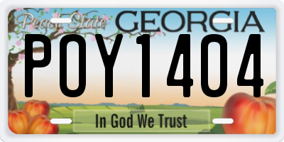 GA license plate POY1404