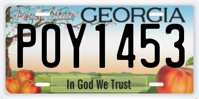 GA license plate POY1453