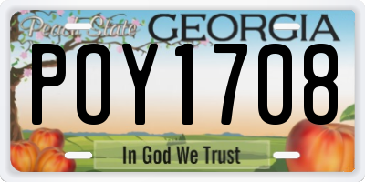 GA license plate POY1708