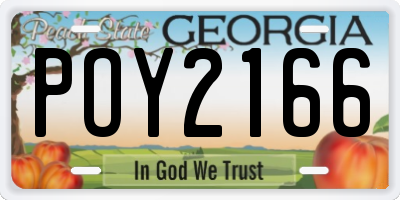 GA license plate POY2166