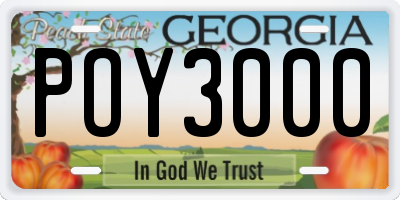 GA license plate POY3000