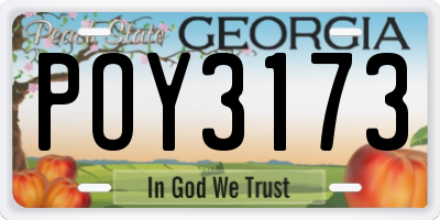 GA license plate POY3173