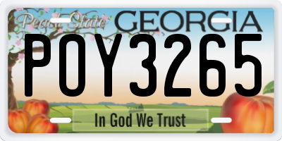 GA license plate POY3265