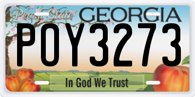 GA license plate POY3273