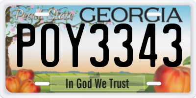 GA license plate POY3343
