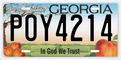 GA license plate POY4214