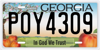 GA license plate POY4309