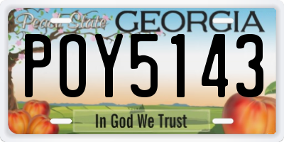 GA license plate POY5143