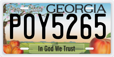 GA license plate POY5265