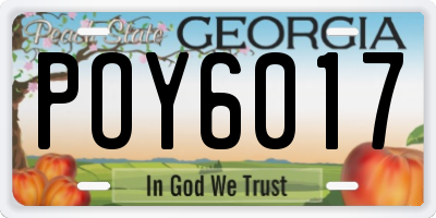GA license plate POY6017