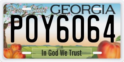 GA license plate POY6064