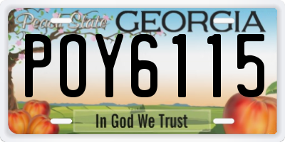 GA license plate POY6115