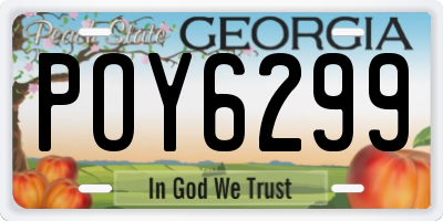 GA license plate POY6299