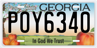 GA license plate POY6340