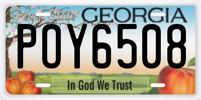 GA license plate POY6508