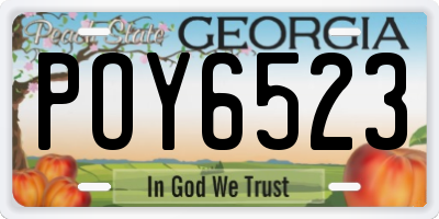 GA license plate POY6523