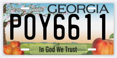 GA license plate POY6611