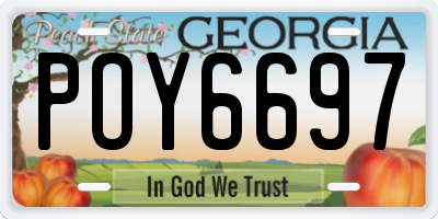 GA license plate POY6697