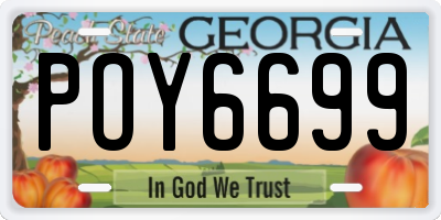 GA license plate POY6699