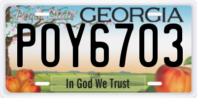 GA license plate POY6703