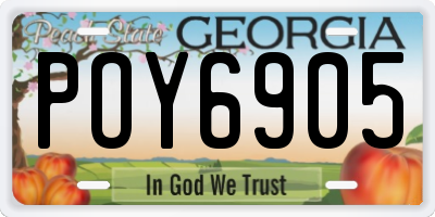 GA license plate POY6905
