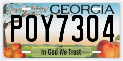 GA license plate POY7304
