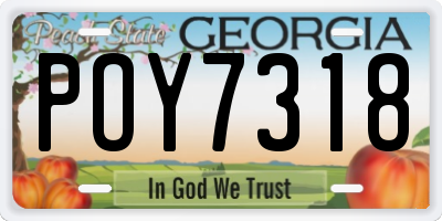GA license plate POY7318