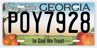 GA license plate POY7928