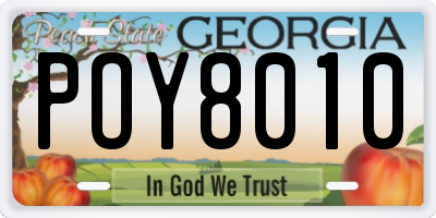 GA license plate POY8010