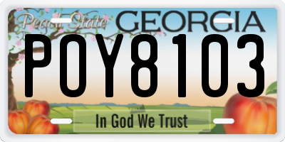 GA license plate POY8103